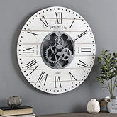 FirsTime & Co. White Shiplap Gears Wall Clock, Large Vintage Decor for Living Room, Home Office, Round, Wood and Plastic, Farmhouse, 27 inches image 0